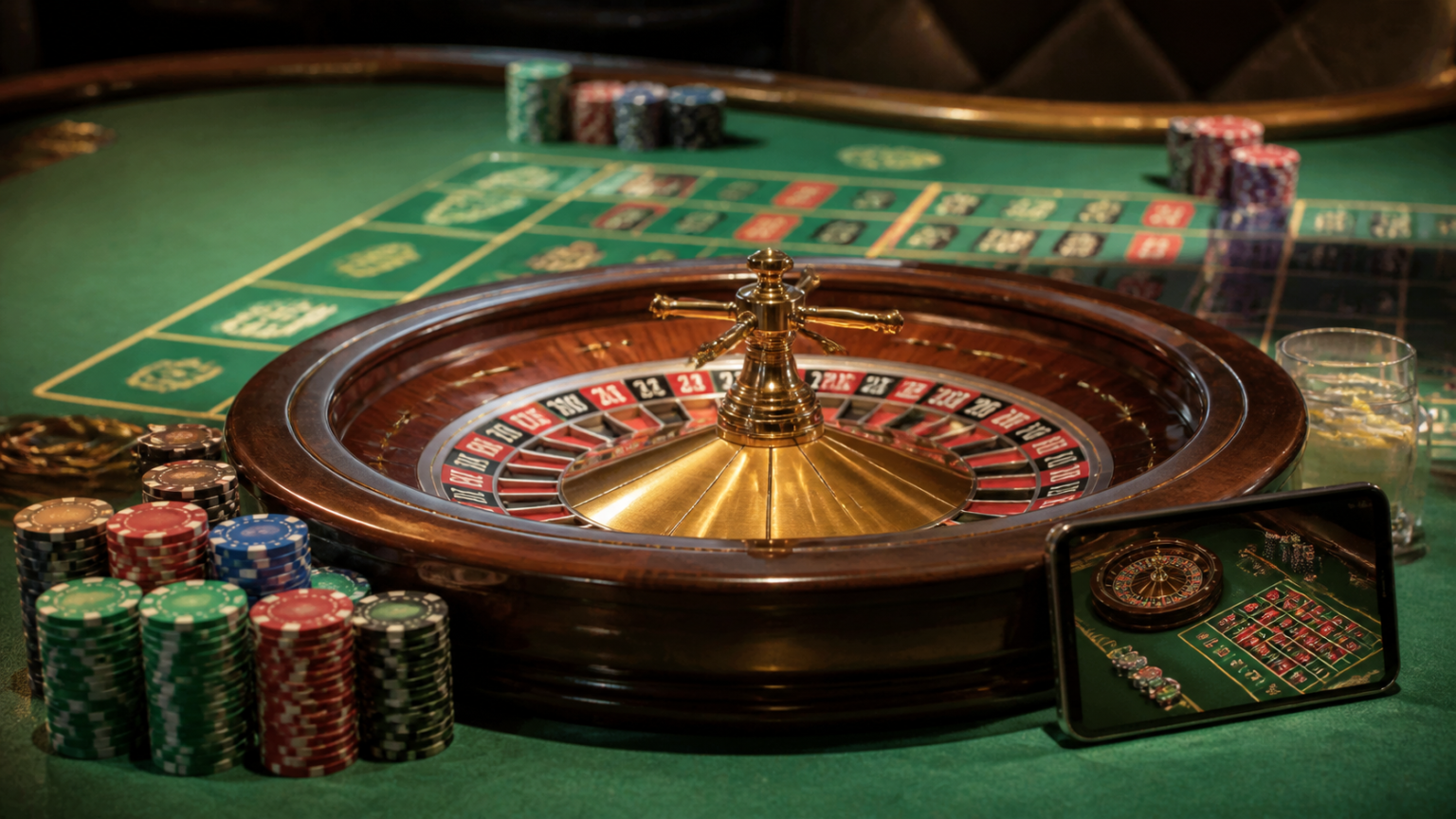 ライブカジノの入出金方法と確認しておきたい利用条件 Online casino gaming on a laptop beside a roulette table
