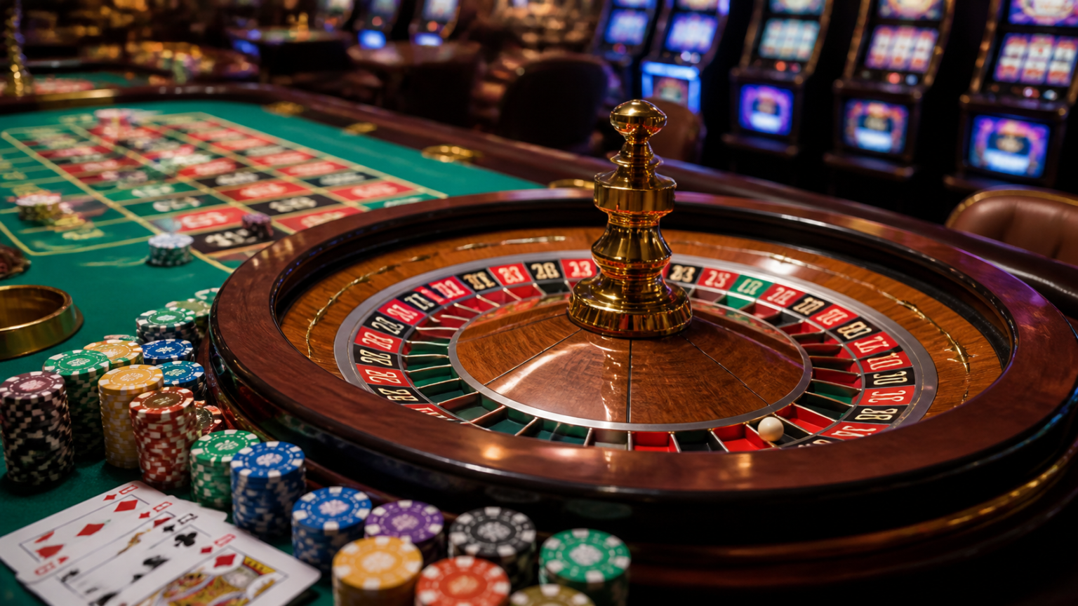 Understanding the Appeal of Online Casino Play: online casino Singapore Casino gaming setup with roulette, cards, and slot machine visuals