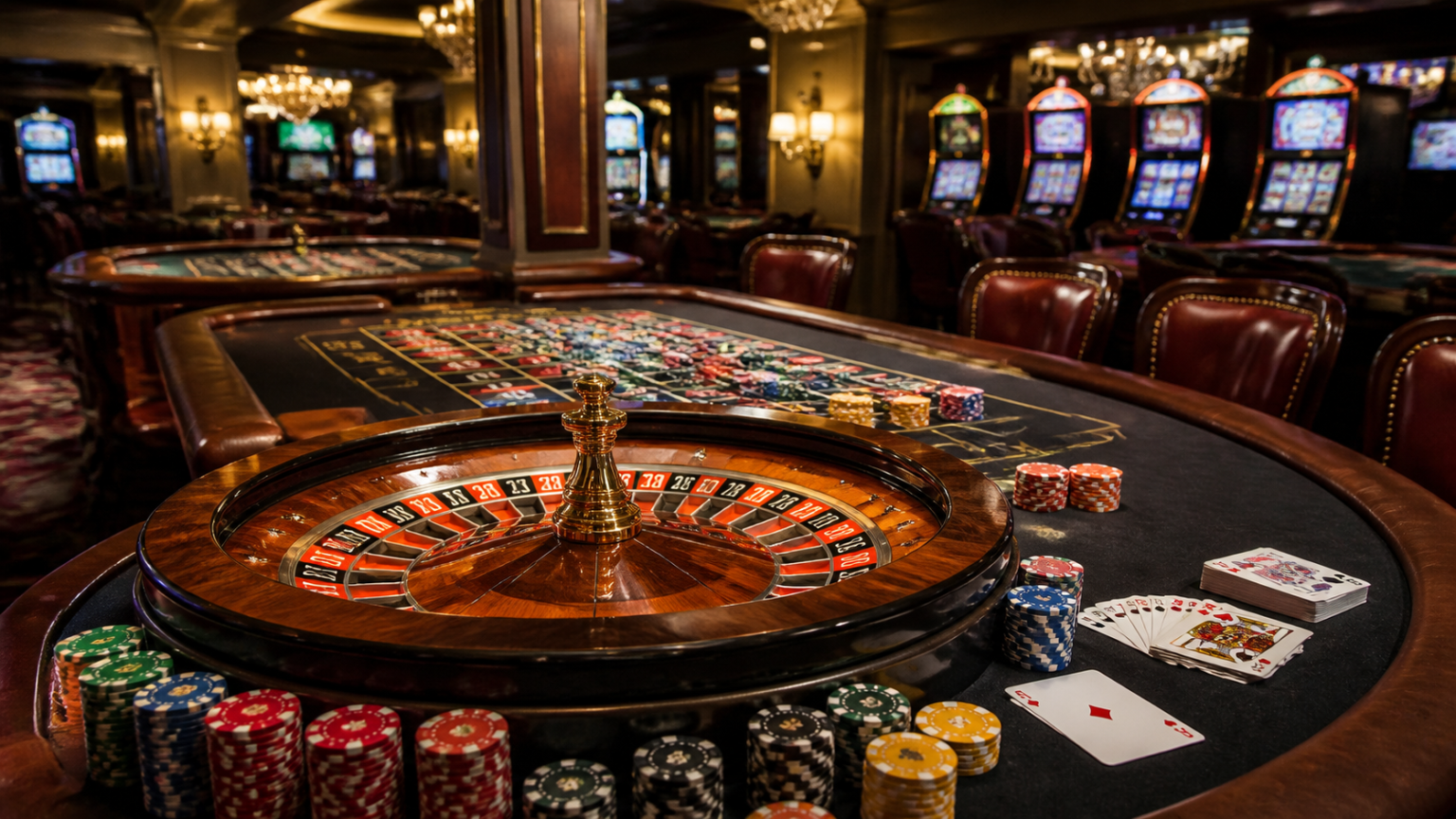 Top Online Casinos: What Players Should Evaluate Before Joining Casino roulette table with chips and cards in a gaming setting